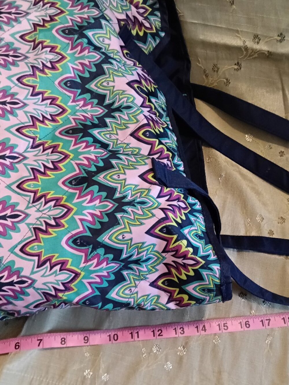Cinda B Patterned Quilted Tote Bag - Vibrant Zigzag Chevron Print - Picture 6 of 6